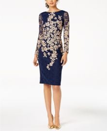 Xscape Floral-Embroidered Lace Dress at Macys