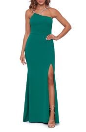 Xscape Halter Neck Scuba Crepe Gown at Nordstrom