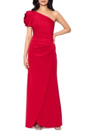 Xscape Rosette Detail One-Shoulder Gown at Nordstrom