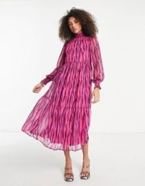 YAS animal maxi dress in pink at ASOS