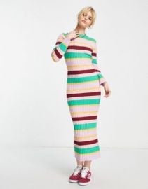 YAS knit maxi dress in multicolored stripe ASOS at ASOS