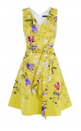 YELLOW FLORAL A-LINE DRESS at Karen Millen