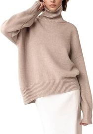 YKR Women's Turtleneck Sweater Chunky Long Sleeve Knitted Pullover High Low Hem Trendy 2025 Fall Winter Basic Jumper Top at Amazon