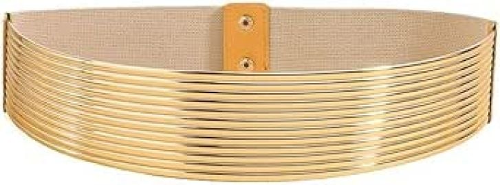 YOU&M Women's Gold-Stripes Waist Belt Elastic Stretch Corset Girdle Belt for Dress Decor Luxury Smooth Comfor Belt at Amazon