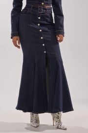 YOU GOT ME SPINNING DENIM MAXI SKIRT AKIRA at Akira