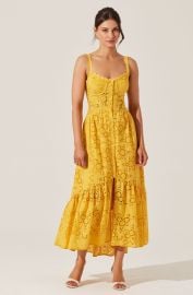 Yamila Eyelet Corset Midi Dress ASTR the Label at ASTR The Label