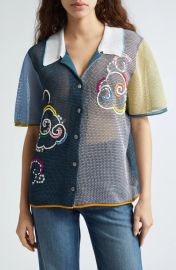 YanYan Netty Cloud Colorblock Organic Cotton Blend Button Up Shirt at Nordstrom