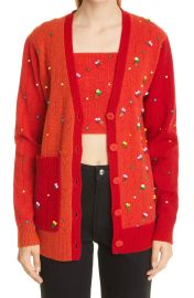 YanYan Rosie Grandpa Oversize Lambswool Cardigan at Nordstrom