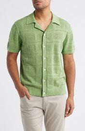 Yates Pointelle Cotton & Linen Knit Camp Shirt at Nordstrom Rack