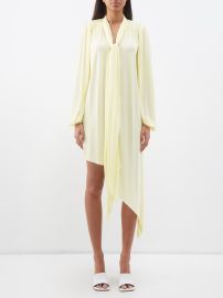 Yellow Asymmetric draped jersey dress LOEWE FASHION US at Matches