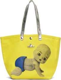Yellow Baby Printed Canvas Utility Small Shopper Tote at ssense
