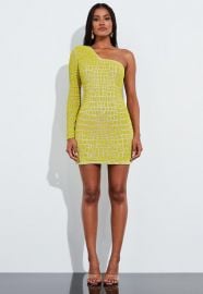 Yellow Bead Embellished One Shoulder Mini Dress by Peace + Love at Missguided