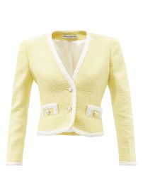 Yellow Braided-trim wool-blend tweed jacket  Alessandra Rich  FASHION US at Matches