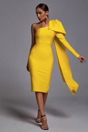 Yellow Cocktail Dress  One Shoulder Dress  Party Dress  at Bellabarnett