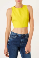 Yellow Cutout Crop Top at Topshop