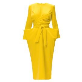 Yellow Designer Midi Dress With Belt  Julia Allert  Wolf amp Badger at Wolf & Badger