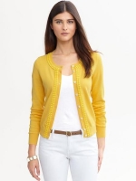 Yellow Double Beaded Cardigan at Banana Republic