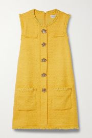 Yellow Embellished cotton-blend tweed mini dress OSCAR DE LA RENTA NET-A-PORTER at Net a Porter