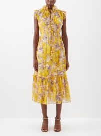 Yellow High Tide floral-print silk-georgette dress Zimmermann FASHION US at Matches