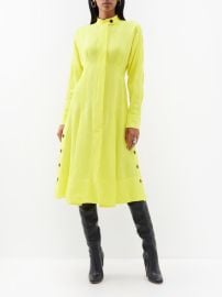 Yellow High-neck crushed matte satin midi dress Proenza Schouler FASHION US at Matches