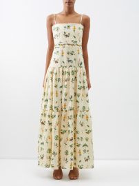 Yellow Lima floral-print linen maxi dress Agua by Agua Bendita FASHION US at Matches