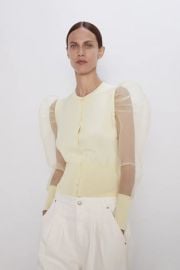 Yellow Organza Sleeve Cardigan at eBay