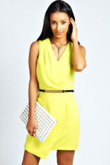 Yellow Vera Wrap Dress at Boohoo