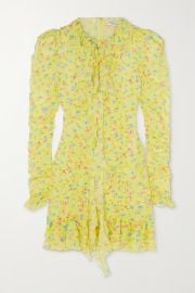 Yellow Violet cutout ruffled floral-print silk-georgette mini dress ALESSANDRA RICH NET-A-PORTER at Net a Porter