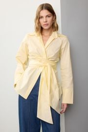 Yellow Wrap Button Down Top by Ronny Kobo x RTR Rent the Runway at Rent the Runway