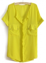 Yellow chiffon blouse at She Inside