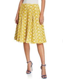 Yellow floral skirt at Zac Posen