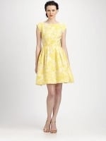 Yellow jacquard dress by Lotusgrace at Saks Fifth Avenue