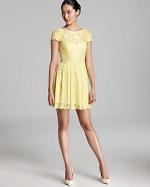 Yellow lace dress by ABS at Bloomingdales