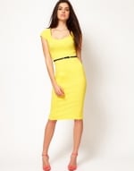 Yellow pencil dress at Asos