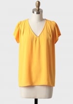 Yellow v neck blouse at Ruche