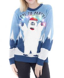 Yeti to Party Light up Blue Ugly Christmas Sweater at Amazon