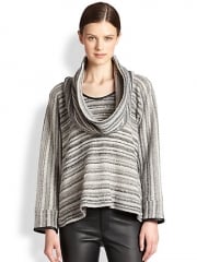 WornOnTV: Ellie’s striped cowl neck sweater with leather trim on Cougar ...