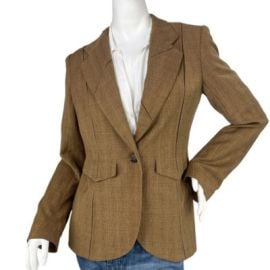 Yigal Azrouel Golden Tan Wool Blend Blazer with Woven Pattern Size 4 eBay at eBay