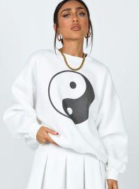 Yin Yang Sweatshirt White at Princess Polly