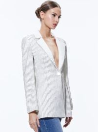 Yona Pinstripe Embellished Blazer In Ecrucrystal Alice And Olivia at Alice + Olivia