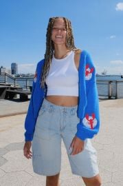 Youre A Reel Catch Blue Lobster Puff Cardigan Shop Now Mure Grand at Mure and Gold