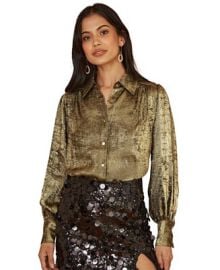 Yumi Womenx27s Metallic Relaxed Balloon Sleeve Shirt - Macyx27s at Macys