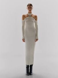 Yumiko Maxi Dress White in Knit Fabric - Fall Winter 24 INTERNATIONAL BAOBAB at Baobab