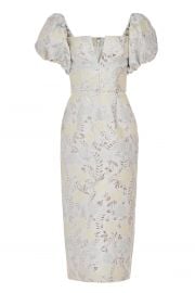 Yvette Ivory Brocade Puff Sleeve Brocade Dress at Markarian