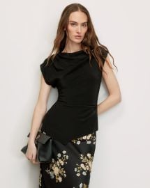 Yvonne Asymmetric Top in Black | Veronica Beard at Veronica Beard