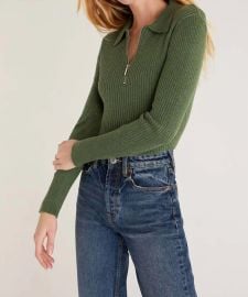 Z Supply Rico Zip Henley Sweater in Forest Shop Premium Outlets at Shop Simon