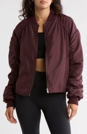 Z by Zella Ruched Sleeve Bomber Jacket in Black at Nordstrom Rack at Nordstrom Rack