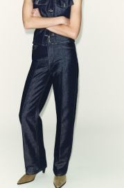 Z1975 Straight Leg Mid Rise Creased Jeans at Zara