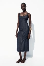 Z1975 Strappy Denim Midi Dress at Zara
