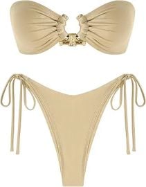 ZAFUL Bikini Sets for Women Strapless Top Sexy High Cut Bathing Suit Bandeau Two Piece Swimsuit String Beach Swim Suit 2026 at Amazon